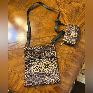 Leopard Print Crossbody Bag and Wallet Set
